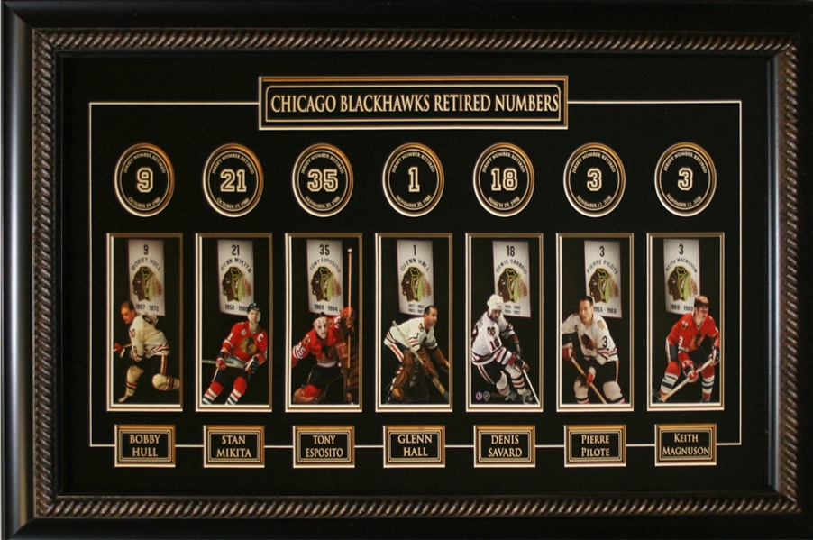 Chicago Blackhawks Retired Numbers Banner Frame