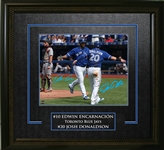 Edwin Encarnacion & Josh Donaldson - Dual-Signed & Framed 16x20" Etched Mat Toronto Blue Jays Blue Celebration