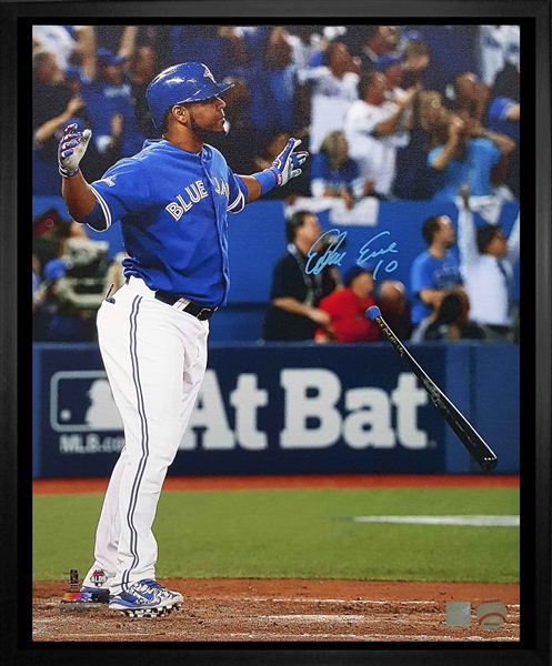 Edwin Encarnacion - Signed & Framed 16x20" Toronto Blue Jays Blue Bat Flip Canvas