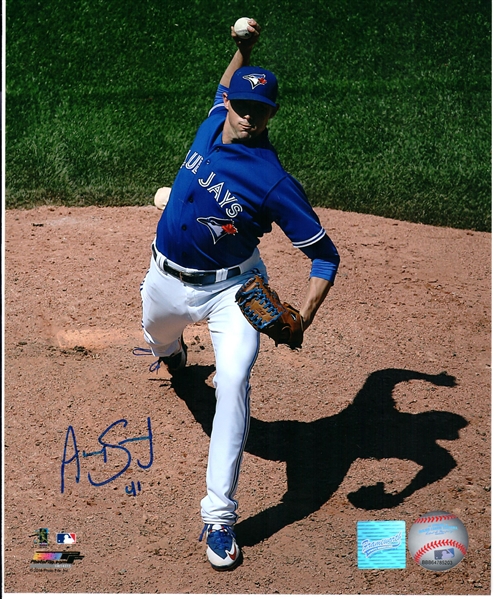 Aaron Sanchez -  Signed 8x10 Unframed Blue Jays Throwing Shadow