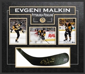 Evgeni Malkin - Signed & Framed Pittsburgh Penguins Stickblade - Featuring 3 Action Photos 