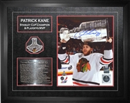 Patrick Kane - Signed & Framed 16x20 Featuring Engraving Photo / Patch 2013 Stanley Cup