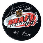 Andrew Ladd - Signed 2004 NHL Draft Inscribed 4th Pick Puck