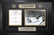 Bobby Orr - Framed Scoresheet Collage Bruins 1970 Stanley Cup - "The Goal"