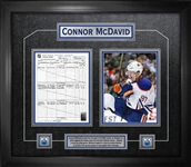 Connor McDavid - Framed First Goal Scoresheet Collage - Edmonton Oilers 