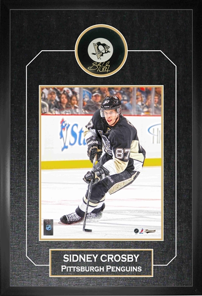Sidney Crosby - Signed & Framed Puck With 8x10 Penguins