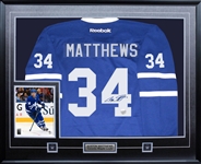 Auston Matthews - Signed & Framed Toronto Maple Leafs Blue Jersey & 8x10" Action Photo