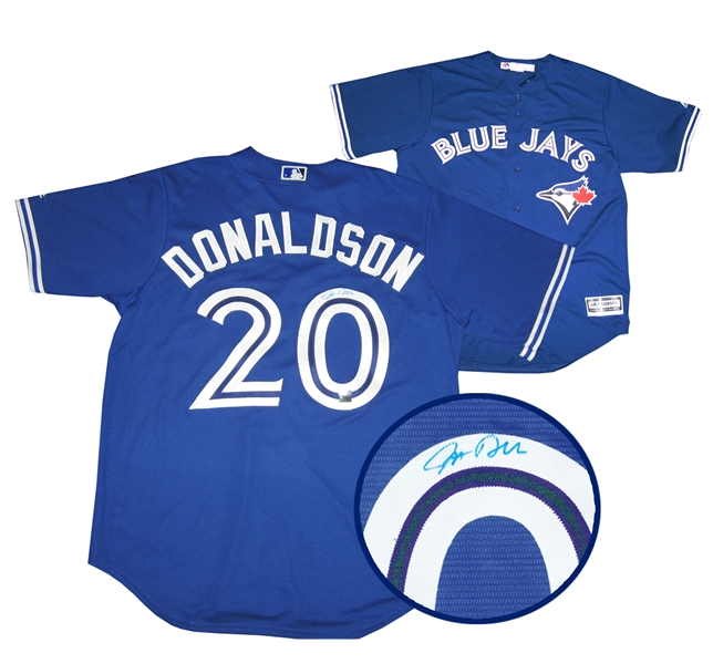 Donaldson Jersey & Ball Fan Pack - Josh Donaldson Signed Toronto Blue Jays Blue Jersey & Signed Official MLB Baseball in Plexi Case