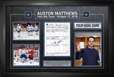 Auston Matthews - Signed & Framed Scoresheet Toronto Maple Leafs First Game Collage