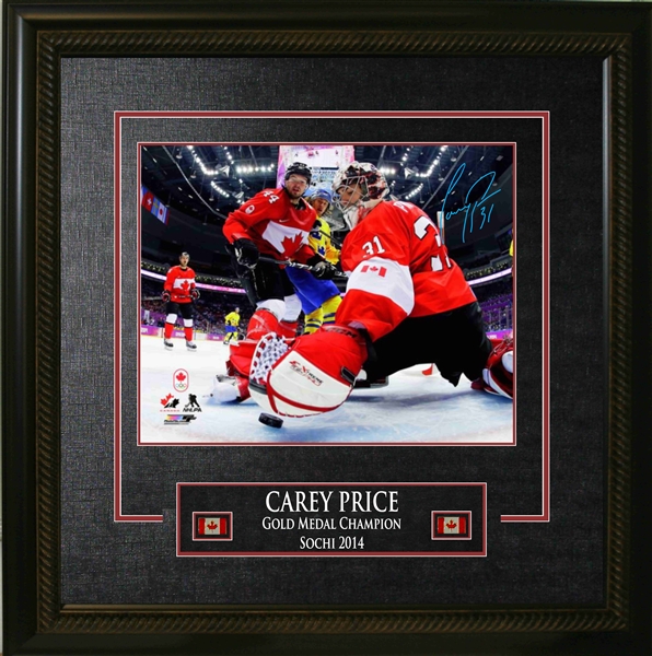 Carey Price - Signed & Framed 16x20 Etched Mat Team Canada Red Netcam 