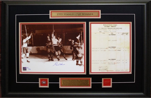Gordie Howe - Signed & Framed 11x14" Scoresheet 1955 Cup