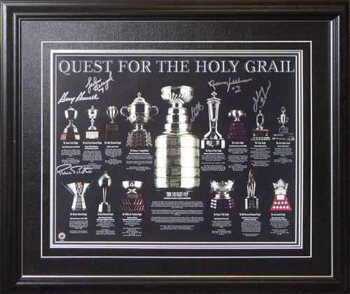 Quest for Holy Grail - Signed & Framed 16x20" by Legends of the game; Johnny Bower, Johnny Bucyk, Steve Shutt, Norm Ullman, Harry Howell & Pierre Pilote