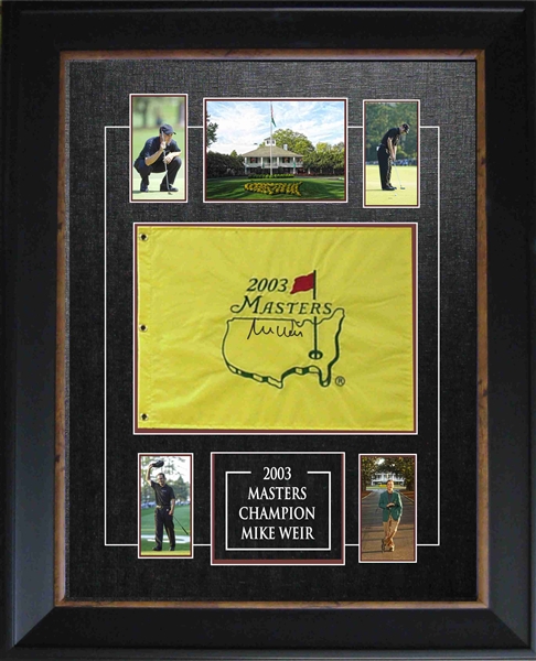Mike Weir - Signed & Framed Masters Flag Featuring Mini Photos