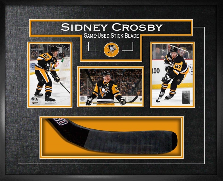 Sidney Crosby - Framed Game-Used Stick Blade with Three Photos