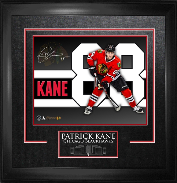 Patrick Kane - Signed & Framed 11x14 Skyline Etched Blackhawks-H