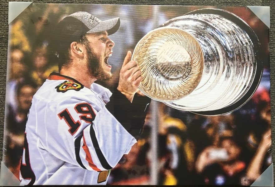 Jonathan Toews - 20x29" Chicago Blackhawks Raising the Cup Canvas 