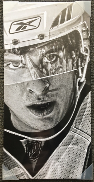 Sidney Crosby - 14x28" Pittsburgh Penguins Close-Up Black and White Canvas 