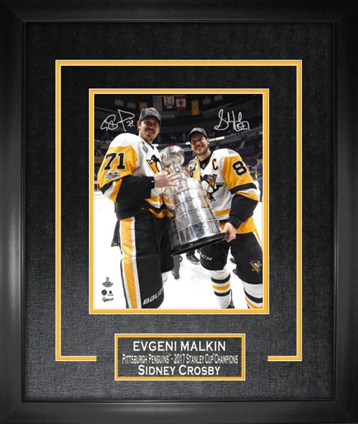 Sidney Crosby & Evgeni Malkin - Dual-Signed & Framed 16x20" Etched Mat 2017 Raising Cup *PRE-ORDER*