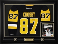 Sidney Crosby - Signed & Framed Pittsburgh Penguins Gold & Black 3rd Jersey Featuring 2016 Cup 8x10" Celebratory Photo