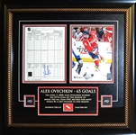 Alexander Ovechkin - Signed & Framed 8x10 Scoresheet - Washington Capitals - Featuring Piece of Net from 65th Goal