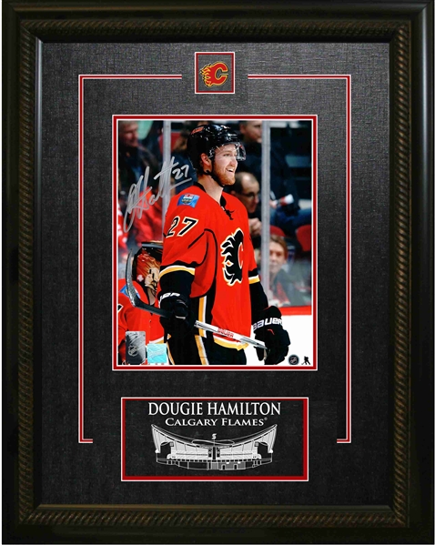 Dougie Hamilton - Signed & Framed 8x10 Etched Mat Flames Red-V Smiling
