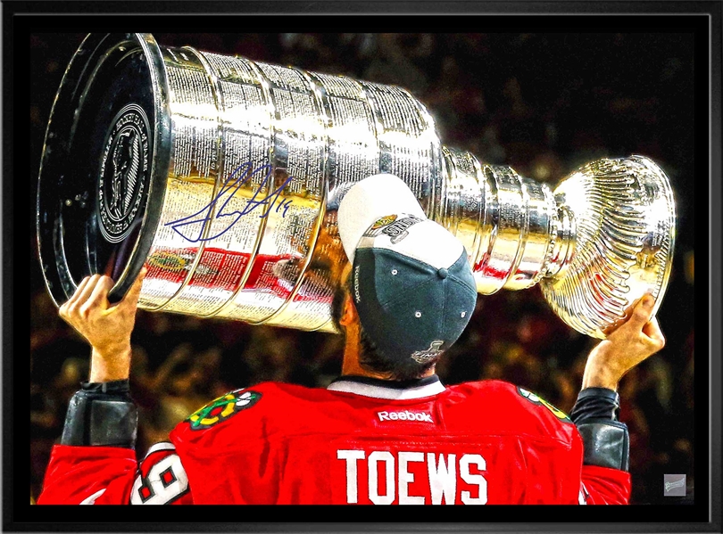 Jonathan Toews - Signed & Framed20x29 Canvas Chicago Blackhawks 2015 Kissing Cup-H