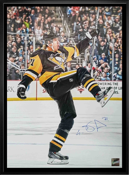 Evgeni Malkin - Signed 20x29 Canvas Framed Penguins Celebration-V