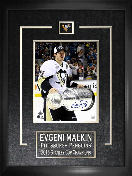Evgeni Malkin Signed & Framed 8x10" Etched Mat Penguins 2016 Stanley Cup
