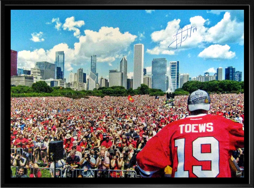 Jonathan Toews - Signed & Framed24x35 Canvas Chicago Blackhawks Stanley Cup Rally 2013-H