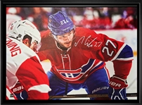 Alex Galchenyuk - Signed & Framed 20x29 Canvas Canadiens Leaning-H