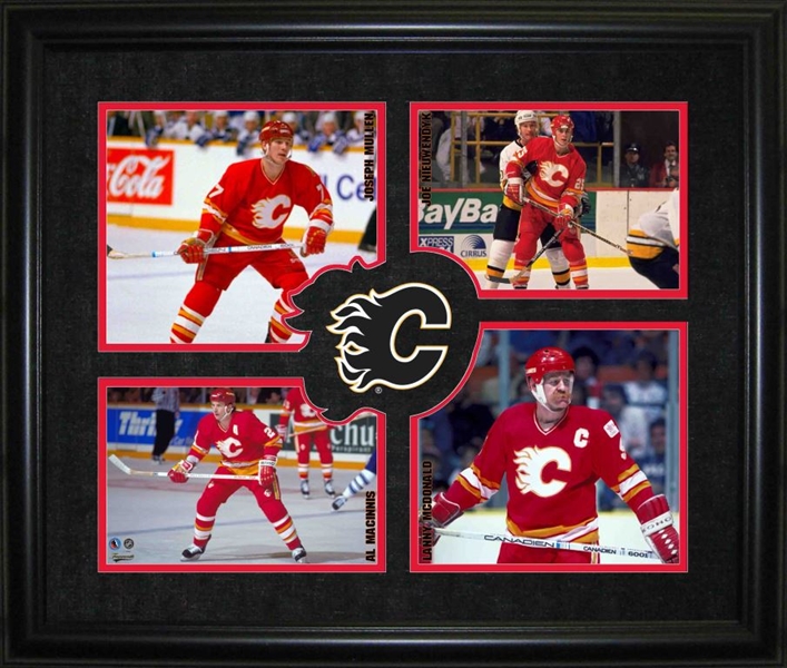 Calgary Flames - Unsigned 4-Player Logo Frame HHOF