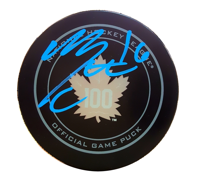 Mitch Marner - Signed Puck Toronto Maple Leafs 100th Anniversary