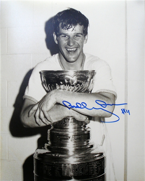Bobby Orr - Signed 8x10" Unframed photo of Bobby hugging the Stanley Cup 