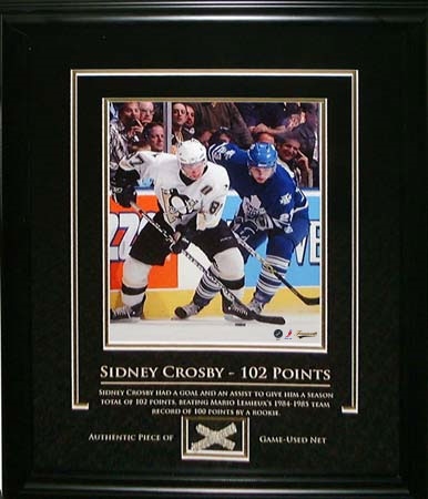 Sidney Crosby - Framed 8x10 With Piece Of Game Used Net 102 pts