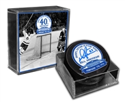 Darryl Sittler - Signed Puck 10-Point Night 40th Anniversary Toronto Maple Leafs Logo Limited Edition /127