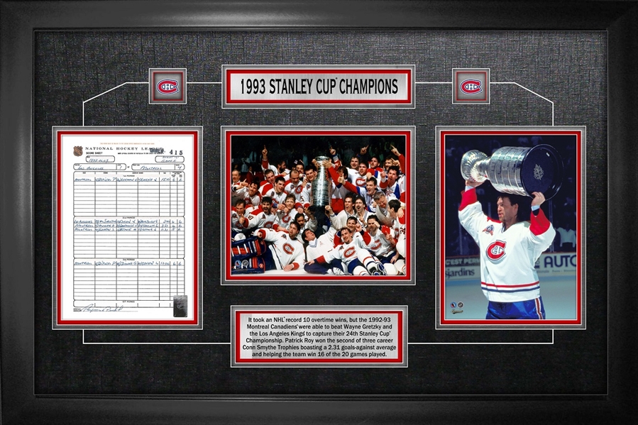 Montreal Canadiens - Framed Scoresheet Collage 1993 Stanley Cup Champions