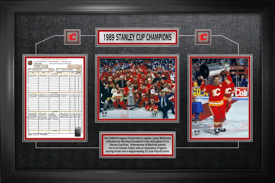 Calgary Flames - Framed Scoresheet Collage 1989 Stanley Cup Champions