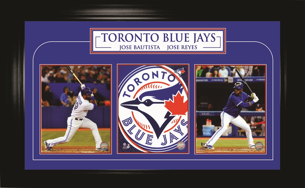 Jose Bautista & Jose Reyes - Framed Triple 8x10" Toronto Blue Jays With Printed Plate
