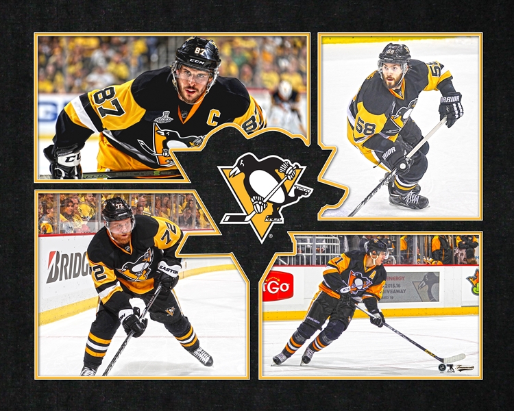 Pittsburgh Penguins - Framed 4-Player Logo Collage