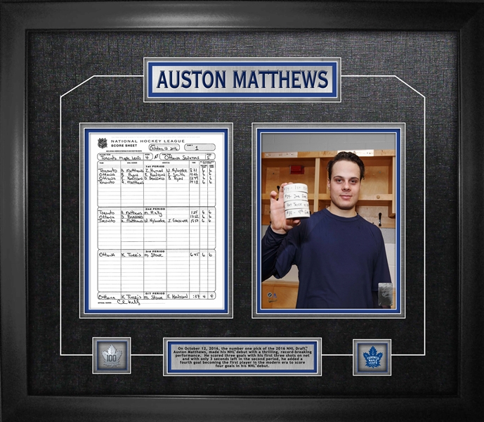 Auston Matthews - Framed First Game Scoresheet Collage Toronto Maple Leafs