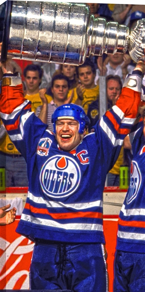 Mark Messier - 14x28 HHOF Canvas Edmonton Oilers Cup Raised 