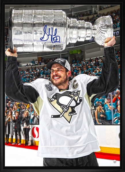 Sidney Crosby - Signed & Framed 20x29 Canvas Penguins 2016 Stanley Cup-V