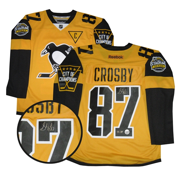 Sidney Crosby - Signed Jersey Replica Penguins Gold 2017 Stadium Series LE 87