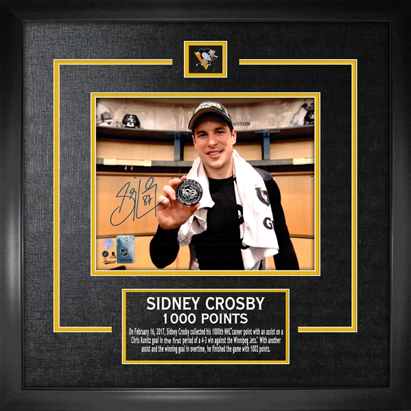 Sidney Crosby - Signed & Framed  8x10 Etched Mat 1000th Point