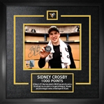 Sidney Crosby - Signed & Framed 8x10 Etched Mat Pittsburgh Penguins 1000th Point
