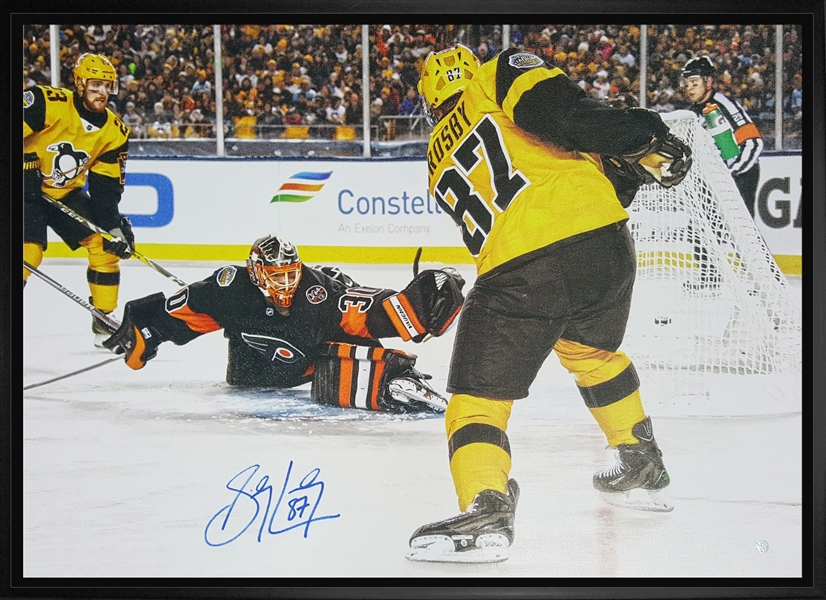 Sidney Crosby - Signed & Framed 20X29 Canvas 2017 Stadium Series Scoring