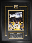 Sidney Crosby - Signed & Framed 8x10" Etched Mat Penguins 2017 Raising Cup Close-up