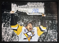 Sidney Crosby - Signed & Framed 20x29" Pittsburgh Penguins 2017 Raising Cup Canvas