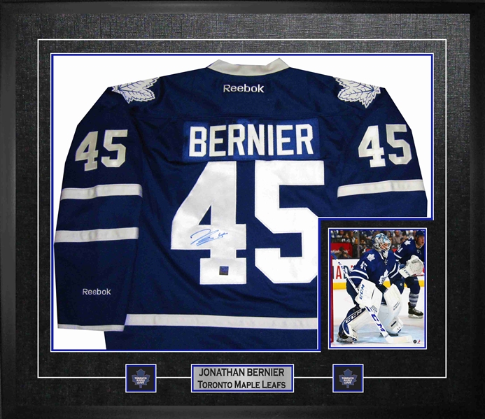 Jonathan Bernier - Signed & Framed Toronto Maple Leafs Blue Jersey