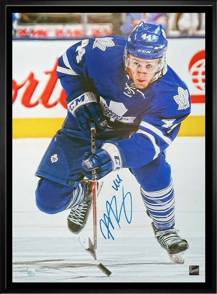 Morgan Rielly - Signed & Framed 20x29 Canvas Toronto Maple Leafs Blue Action-V